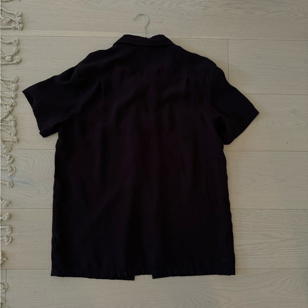 Cuts clothing - Camp Collar black shirt. Size Large. White buttons.